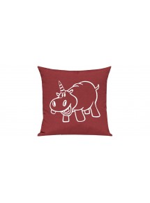 Sofa Kissen lustige Tiere Einhornnilpferd, Einhorn, Nilpferd, rot