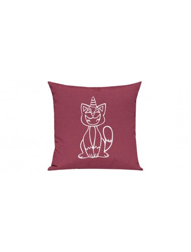 Sofa Kissen lustige Tiere Einhornkatze, Einhorn, Katze, pink