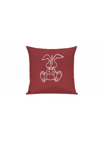 Sofa Kissen lustige Tiere Einhornhase, Einhorn, Hase, rot