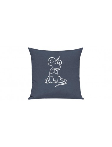 Sofa Kissen lustige Tiere Einhorn Maus , Einhorn, Maus  blau