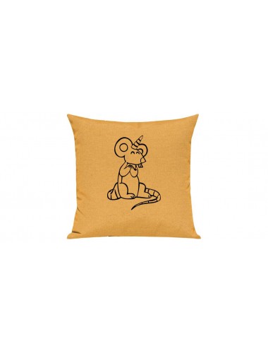 Sofa Kissen lustige Tiere Einhorn Maus , Einhorn, Maus  gelb
