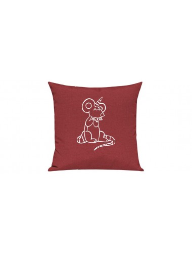 Sofa Kissen lustige Tiere Einhorn Maus , Einhorn, Maus  rot