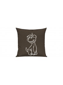 Sofa Kissen lustige Tiere Einhornhund, Einhorn, Hund, braun
