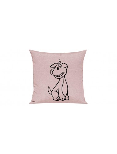 Sofa Kissen lustige Tiere Einhornhund, Einhorn, Hund, rosa
