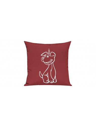 Sofa Kissen lustige Tiere Einhornhund, Einhorn, Hund, rot