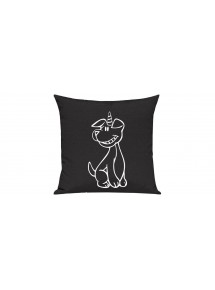 Sofa Kissen lustige Tiere Einhornhund, Einhorn, Hund, schwarz