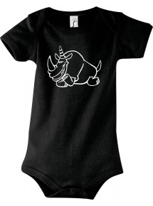 Baby Body lustige Tiere Einhornnashorn, Einhorn, Nashorn, schwarz, 12-18 Monate