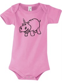 Baby Body lustige Tiere Einhornnilpferd, Einhorn, Nilpferd, rosa, 12-18 Monate