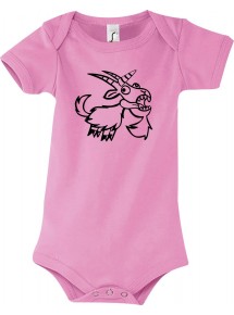 Baby Body lustige Tiere Einhornziege, Einhorn, Ziege, rosa, 12-18 Monate