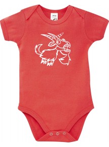 Baby Body lustige Tiere Einhornziege, Einhorn, Ziege, rot, 12-18 Monate
