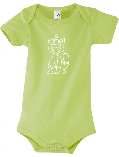 Baby Body lustige Tiere Einhornkatze, Einhorn, Katze, gruen, 12-18 Monate