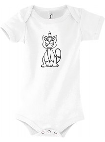 Baby Body lustige Tiere Einhornkatze, Einhorn, Katze, weiss, 12-18 Monate