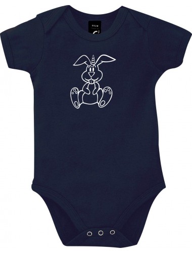 Baby Body lustige Tiere Einhornhase, Einhorn, Hase, blau, 12-18 Monate
