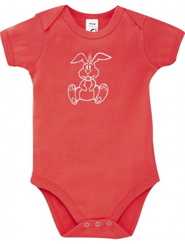 Baby Body lustige Tiere Einhornhase, Einhorn, Hase, rot, 12-18 Monate