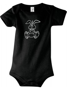Baby Body lustige Tiere Einhornhase, Einhorn, Hase, schwarz, 12-18 Monate