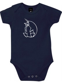 Baby Body lustige Tiere Einhornpinguin, Einhorn, Pinguin blau, 12-18 Monate