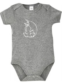 Baby Body lustige Tiere Einhornpinguin, Einhorn, Pinguin grau, 12-18 Monate