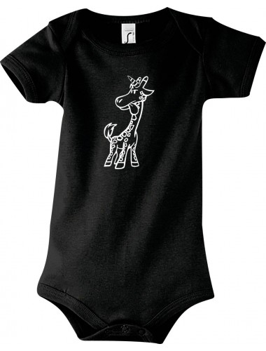 Baby Body lustige Tiere Einhorngiraffe, Einhorn, Giraffe, schwarz, 12-18 Monate