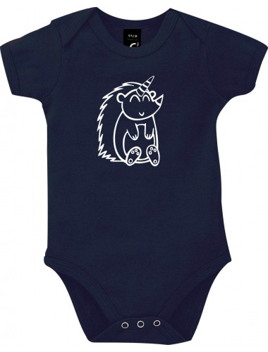 Baby Body lustige Tiere Einhornigel, Einhorn, Igel, blau, 12-18 Monate