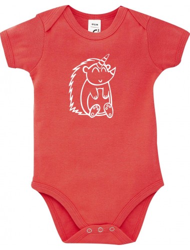 Baby Body lustige Tiere Einhornigel, Einhorn, Igel, rot, 12-18 Monate