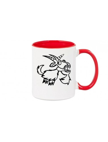 Kaffeepott lustige Tiere Einhornziege, Einhorn, Ziege, rot