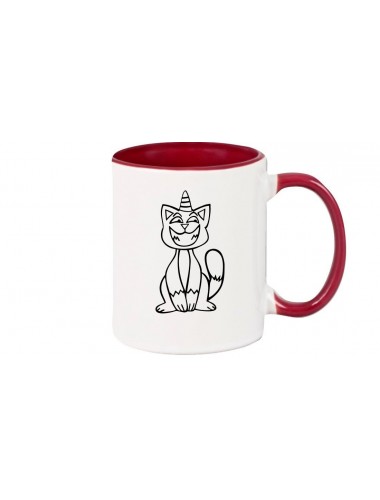 Kaffeepott lustige Tiere Einhornkatze, Einhorn, Katze, burgundy