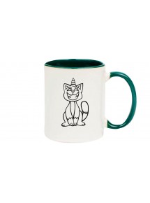 Kaffeepott lustige Tiere Einhornkatze, Einhorn, Katze, gruen