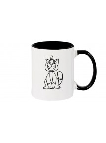 Kaffeepott lustige Tiere Einhornkatze, Einhorn, Katze, schwarz