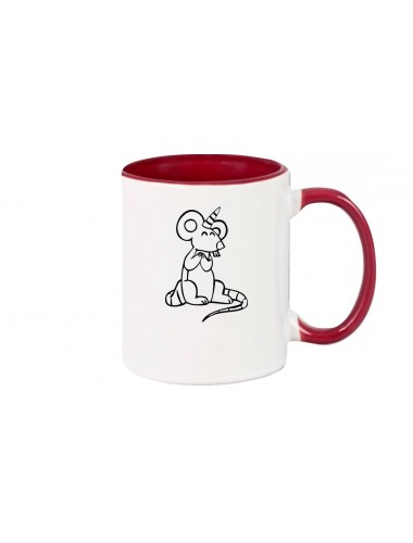 Kaffeepott lustige Tiere Einhorn Maus , Einhorn, Maus  burgundy