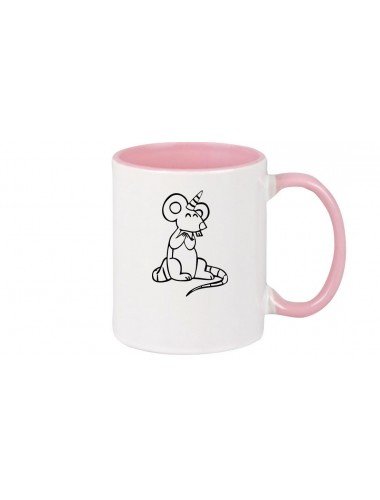 Kaffeepott lustige Tiere Einhorn Maus , Einhorn, Maus  rosa