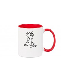 Kaffeepott lustige Tiere Einhorn Maus , Einhorn, Maus  rot