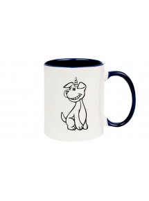Kaffeepott lustige Tiere Einhornhund, Einhorn, Hund, blau