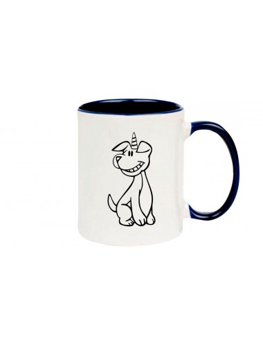 Kaffeepott lustige Tiere Einhornhund, Einhorn, Hund, blau