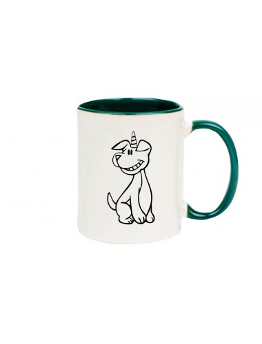 Kaffeepott lustige Tiere Einhornhund, Einhorn, Hund, gruen
