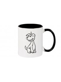 Kaffeepott lustige Tiere Einhornhund, Einhorn, Hund, schwarz