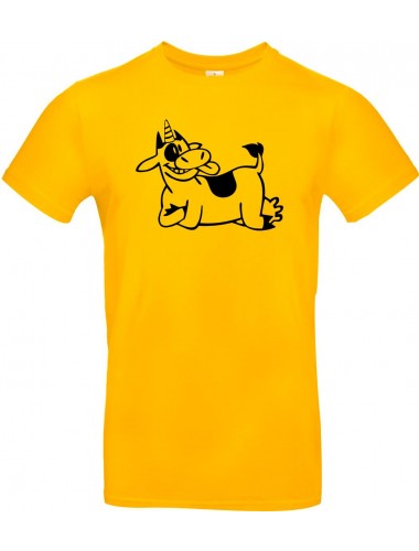T-Shirt lustige Tiere Einhornkuh, Einhorn, Kuh  gelb, L