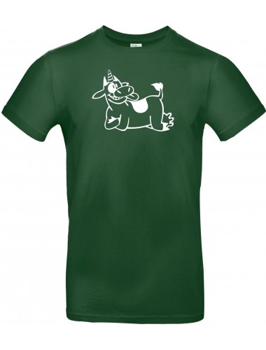 T-Shirt lustige Tiere Einhornkuh, Einhorn, Kuh  grün, L