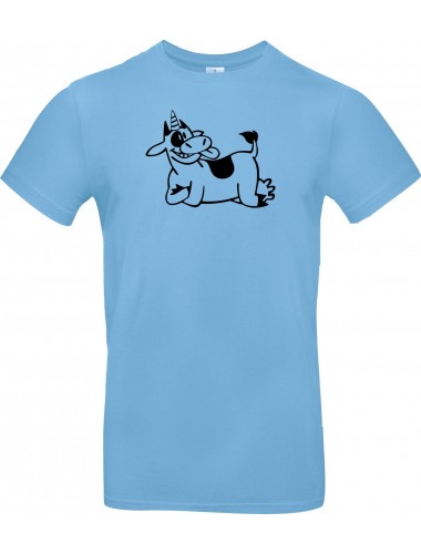 T-Shirt lustige Tiere Einhornkuh, Einhorn, Kuh  hellblau, L