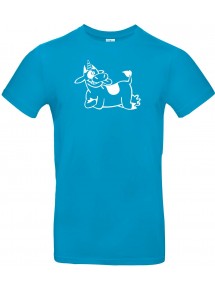 T-Shirt lustige Tiere Einhornkuh, Einhorn, Kuh  türkis, L