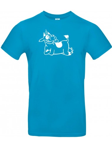 T-Shirt lustige Tiere Einhornkuh, Einhorn, Kuh  türkis, L