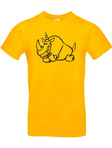 T-Shirt lustige Tiere Einhornnashorn, Einhorn, Nashorn  gelb, L