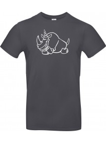 T-Shirt lustige Tiere Einhornnashorn, Einhorn, Nashorn  grau, L