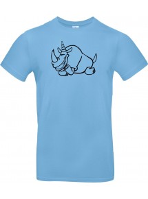 T-Shirt lustige Tiere Einhornnashorn, Einhorn, Nashorn  hellblau, L
