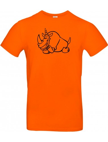 T-Shirt lustige Tiere Einhornnashorn, Einhorn, Nashorn  orange, L