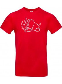T-Shirt lustige Tiere Einhornnashorn, Einhorn, Nashorn  rot, L