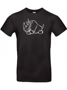 T-Shirt lustige Tiere Einhornnashorn, Einhorn, Nashorn  schwarz, L