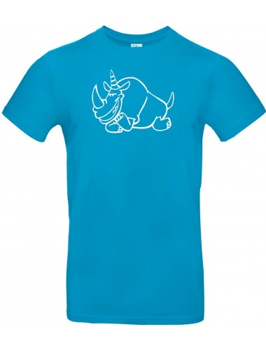 T-Shirt lustige Tiere Einhornnashorn, Einhorn, Nashorn  türkis, L