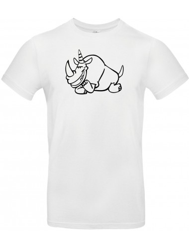 T-Shirt lustige Tiere Einhornnashorn, Einhorn, Nashorn  weiss, L