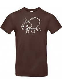 T-Shirt lustige Tiere Einhornnilpferd, Einhorn, Nilpferd  braun, L