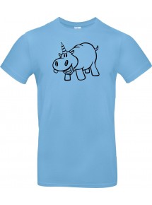 T-Shirt lustige Tiere Einhornnilpferd, Einhorn, Nilpferd  hellblau, L